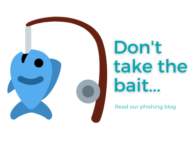 Graphic of fish hanging off fishing rod with don't take the bait title