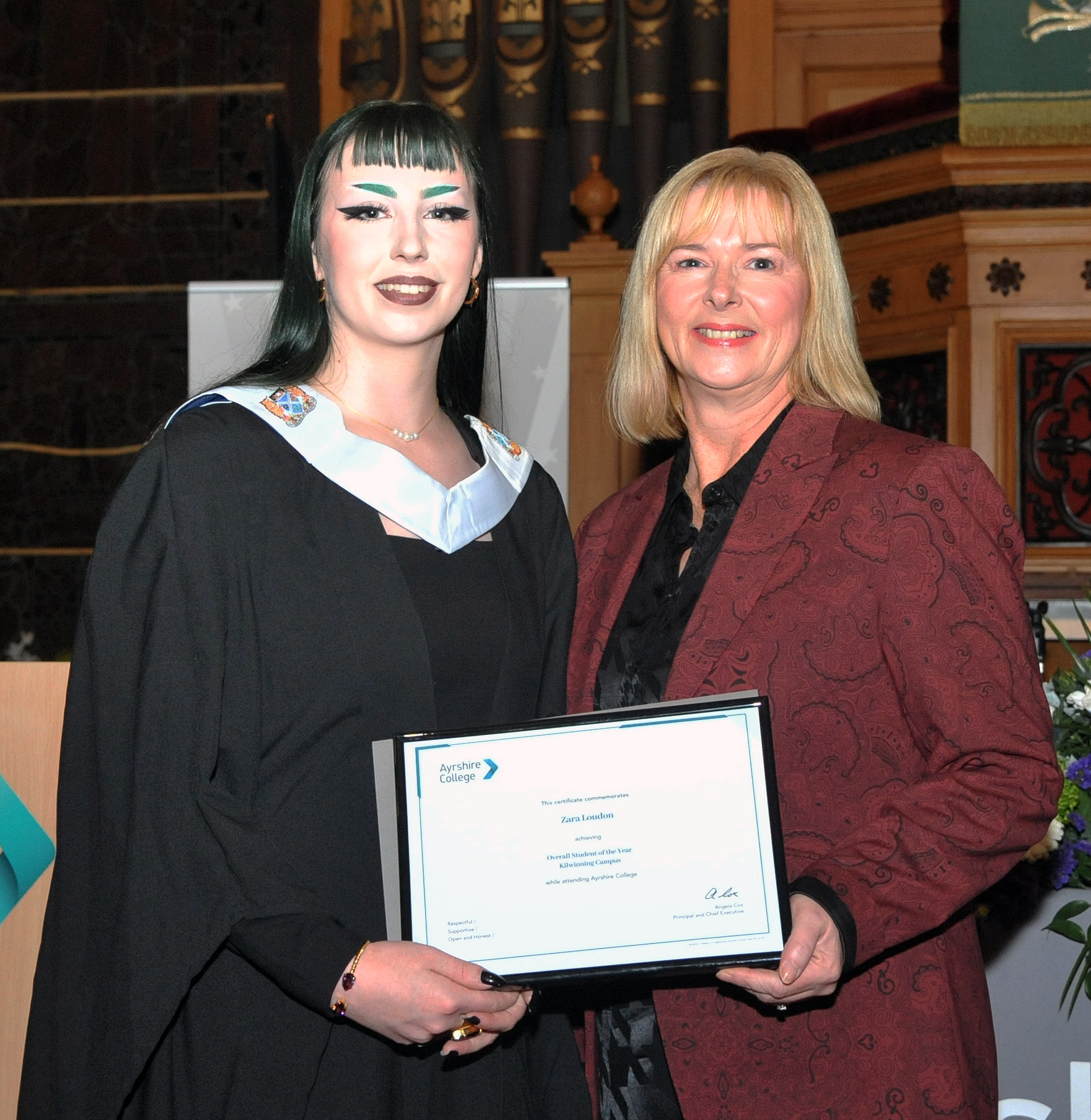 Zara Loudon, Overall Student of the Year for Kilwinning, pictured with her mother