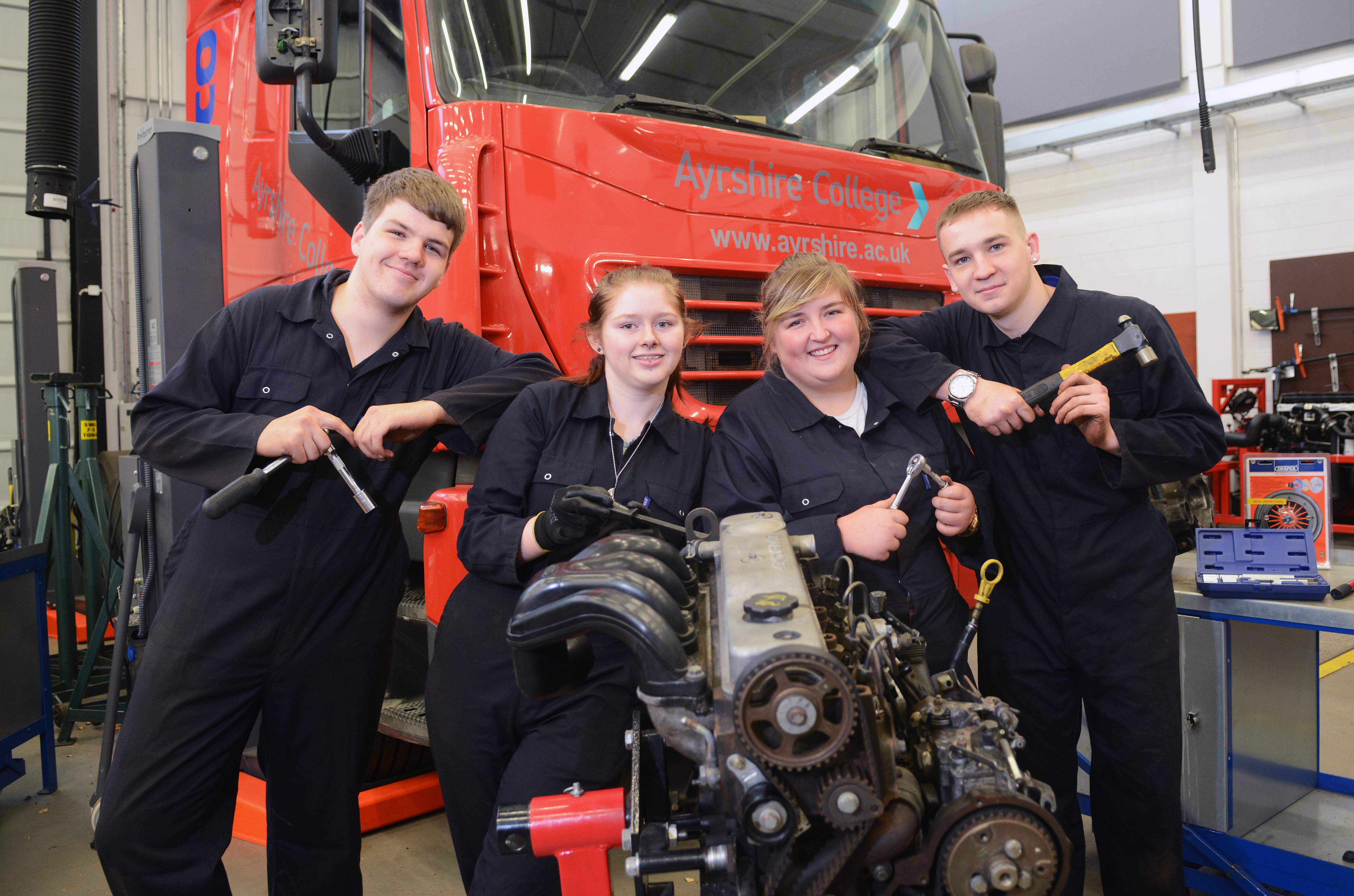 Motoring ahead with Ayrshire College.group with engine.jpg