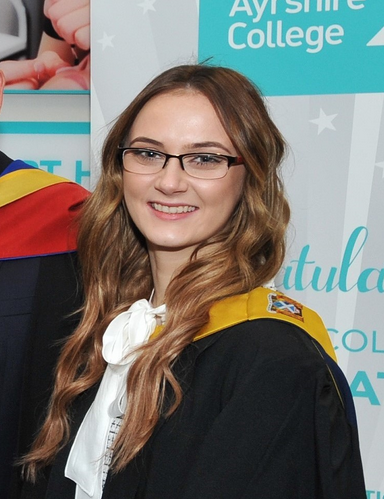 Ayrshire College Student Association's Student President Lauren Howieson in a graduation gown